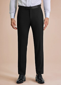 front Classic Black Peak Lapel Tuxedo Pants