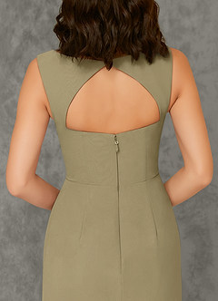 Azazie Flori Bridesmaid Dresses Moss Green Sheath Square Neckline Chiffon Dress image3