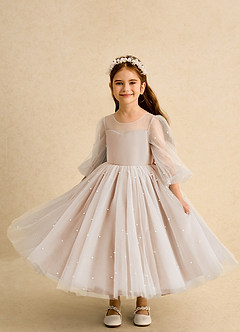 Azazie Trudy Blumenmädchenkleider Ballkleid Herzausschnitt Tüll Kleid Englisches Rosa image5