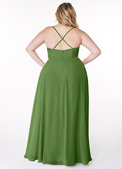 Azazie Naeem Bridesmaid Dresses Basil A-Line V-Neck Ruffle Chiffon Dress image8