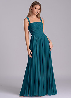 Azazie Mina Bridesmaid Dresses Ink Blue A-Line Pleated Chiffon Dress image5