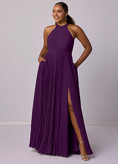 Barbie ♥ Azazie Bridesmaid Dresses Grape A-Line Pleated Chiffon Dress image11