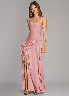 Azazie Sloane Bridesmaid Dresses Powder Pink A-Line Sweetheart Neckline Stretch Satin Dress image6