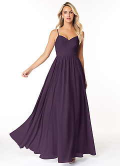 Azazie Lisbon Final Sale Plum A-Line Sweetheart Neckline Chiffon Dress image3