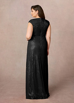 Azazie Sacramento Mother of the Bride Dresses Black A-Line Ruched Sequins Dress image3