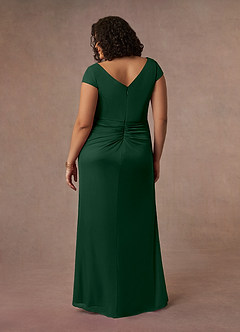 Azazie Roya Mother of the Bride Dresses Dark Green Mermaid V-Neck Pleated Mesh Dress image10