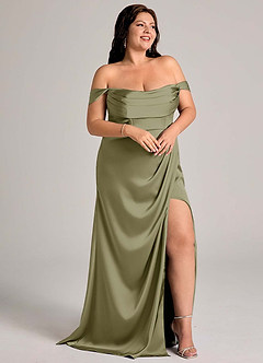 Azazie Johana Bridesmaid Dresses Pistachio Mermaid Off the Shoulder Stretch Satin Convertible Dress image13