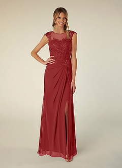 Azazie Libby Mother of the Bride Dresses Rust A-Line Scoop Sequins Chiffon Dress image1