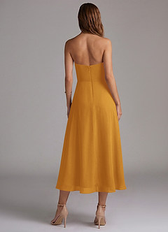 Azazie Wren Abiti da Damigella Abito A-Line in Chiffon Senza Cinturino Caramello image2