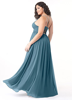 Azazie Aaida 신부 들러리 드레스 A라인 코르셋 쉬폰 바닥 길이 드레스 image10