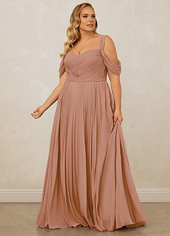 Christian Siriano Bridal for Azazie 1013 Bridesmaid Dresses Champagne Rose A-Line Off the Shoulder Chiffon Dress image13