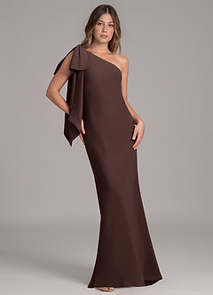 Azazie Capri Bridesmaid Dresses Ganache A-Line One Shoulder Chiffon Dress image1
