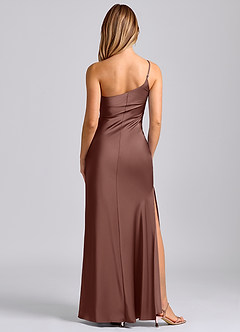 Azazie Marseli Final Sale Espresso Mermaid One Shoulder Stretch Satin Dress image6