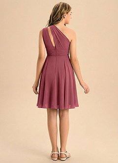 Azazie Charlize Junior Merlot A-Line Pleated Chiffon Dress image2