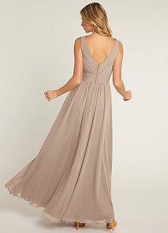 Azazie Pierrette Brautjungfernkleider A-Linie Plissee Chiffon Kleid Taupe image2