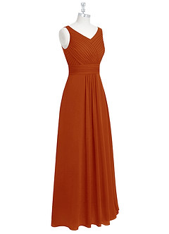 Azazie Pierrette Final Sale Paprika A-Line Pleated Chiffon Dress image9