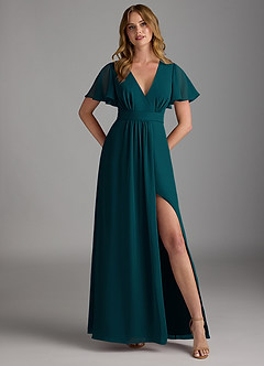 Azazie Zaniah Bridesmaid Dresses Pine A-Line Chiffon Dress image1