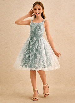 Azazie Cubbie Girls Formal Flower Girl Dresses Sea Moss A-Line Lace Dress image1