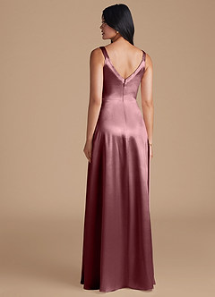 Azazie Hope Bridesmaid Dresses Vintage Mauve A-Line with Pockets Metallic Satin Dress image4