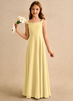 Azazie Puppy Girls Formal Flower Girl Dresses Butter A-Line Pleated Chiffon Dress image3