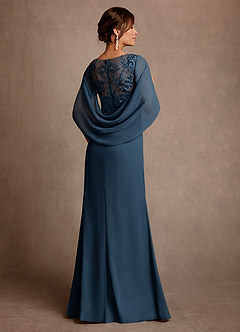 Azazie Santa Clara vestidos de madre de la novia Vestido Azul Marino Oscuro de Encaje de Corte en A image3