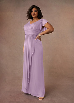 Azazie Reneya Mother of the Bride Dresses Wisteria A-Line Pleated Mesh Dress image8