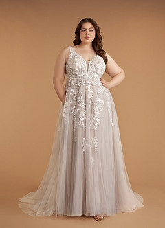 Azazie Sorella Vestidos de novia Vestido de Blanco Diamante Caramelo de Tul de Corte en A con Lentejuelas image12