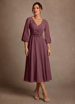 Azazie Ana Klänningar till brudens mor Klä A-Line i Chiffong Spets Sangria image1