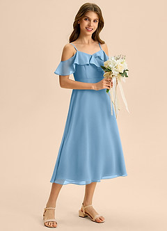 Azazie Kamilla Junior Klä av A-Line i Chiffong Av axeln image5