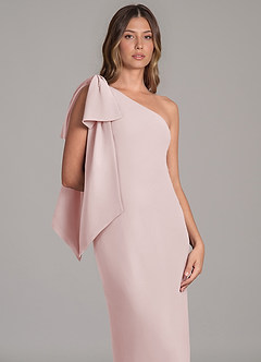 Azazie Capri Bridesmaid Dresses Blushing Pink A-Line One Shoulder Chiffon Dress image7