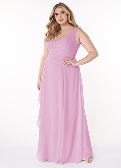 Azazie Kori Bridesmaid Dresses Candy Pink A-Line Pleated Chiffon Dress image8