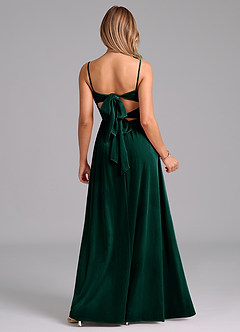 Azazie Zeya Bridesmaid Dresses Emerald A-Line Pleated Velvet Dress image7