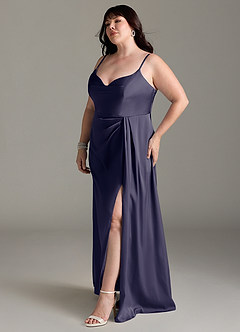 Azazie Brielle Bridesmaid Dresses Stormy A-Line Cowl Spaghetti Straps Stretch Satin Dress image10