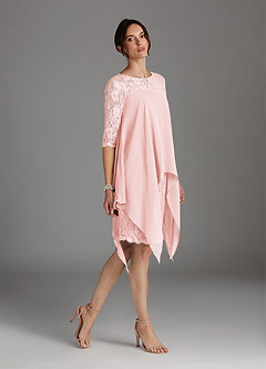 Azazie Flo Mother of the Bride Dresses Blushing Pink A-Line Lace Chiffon Dress image3