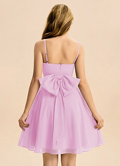 Azazie Bear Junior Candy Pink A-Line Pleated Chiffon Dress image2