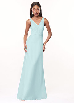 Azazie Nala Bridesmaid Dresses Sea Glass A-Line Pleated Chiffon Dress image1