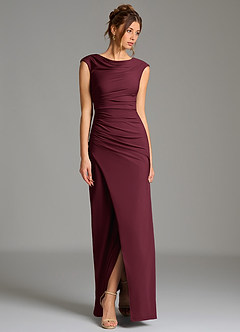 Azazie Chantal Bridesmaid Dresses Cabernet Mermaid Pleated Premium Stretch Jersey Dress image6
