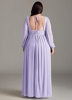 Azazie Norah Bridesmaid Dresses Lilac A-Line V-Neck Long Sleeve Chiffon Dress image7