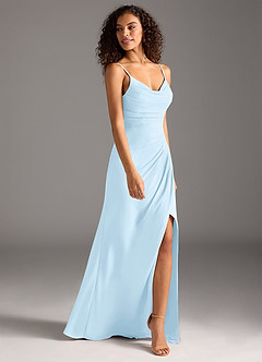 Azazie Deandra Bridesmaid Dresses Sky Blue Mermaid Pleated Chiffon Dress image4