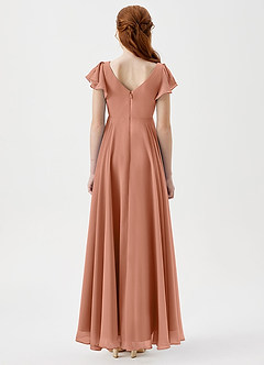 Azazie Caria Junior MAI TAI A-Line Pleated Chiffon Dress image4