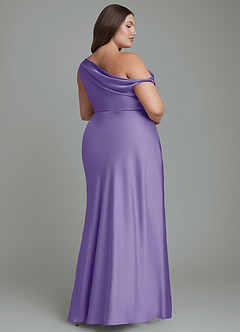 Azazie Emerson Jurken voor bruidsmeisjes Jurk van Stretch Satijn met Zeemeermin Off-shoulder Tahiti image9