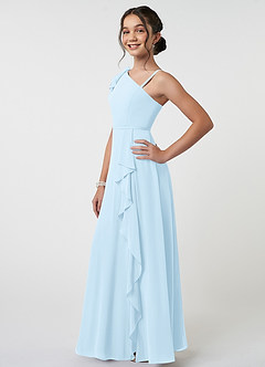 Azazie Aidy Junior Abito A-Line in Chiffon Fiocco Azzurro image3