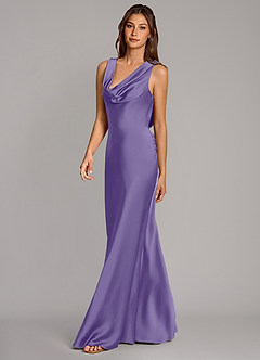 Azazie Cheryl Vestidos de damas de honor Vestido de Tahití de Satén Elástico de Corte Sirena image3