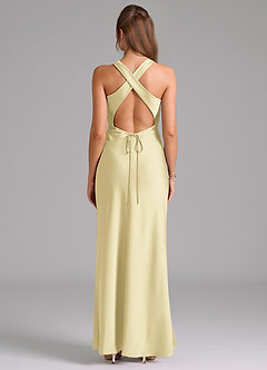 Azazie Evadne Brudtärnklänningar Klä av Tubklänning i Stretch Satin Plisserad Citronsorbet image2