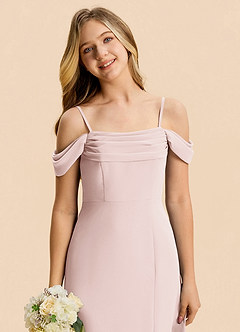 Azazie Lilly Junior Blushing Pink A-Line Pleated Chiffon Dress image6