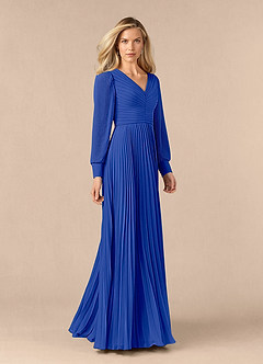 Azazie Zina Mother of the Bride Dresses Royal Blue A-Line Pleated Chiffon Dress image2