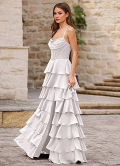 Rhythm Bianca Abito da ballo a trapezio con volant image3