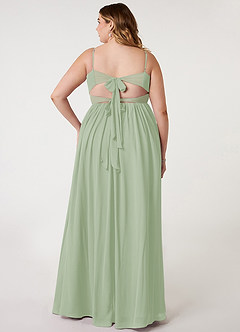 Azazie Zeya Brautjungfernkleider A-Linie V-Hals Gefaltet Chiffon Kleid Staubiger Salbeigrün image7