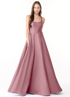 Azazie Neve Bridesmaid Dresses Vintage Mauve Ball-Gown with Pockets Stretch Satin Dress image1