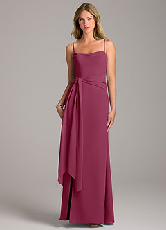 Azazie Tahlia Brautjungfernkleider A-Linie Gürtel/Schärpe Chiffon Kleid Maulbeerrot image5